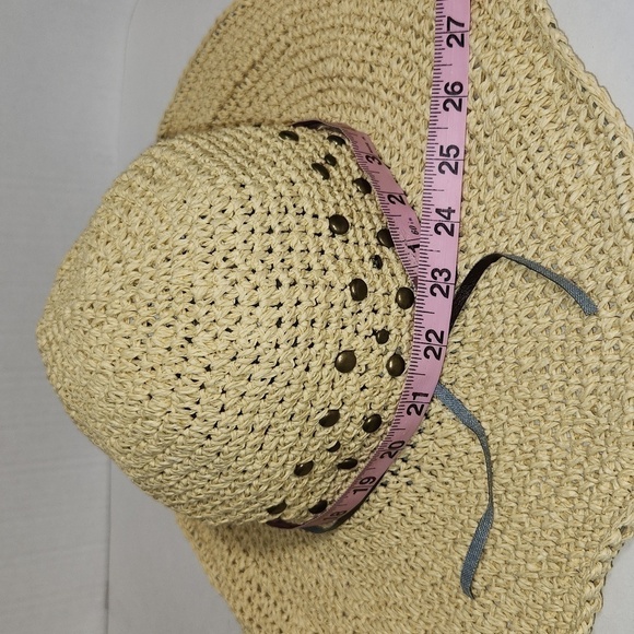 Chico's Crochet Open Weave Adjustable Wide Brim Boho Beach Hippie Summer Hat - Picture 12 of 12